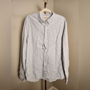 Denim & Supply NWT Men’s Worn Oxford Blue/white striped L/S button up shirt XXL